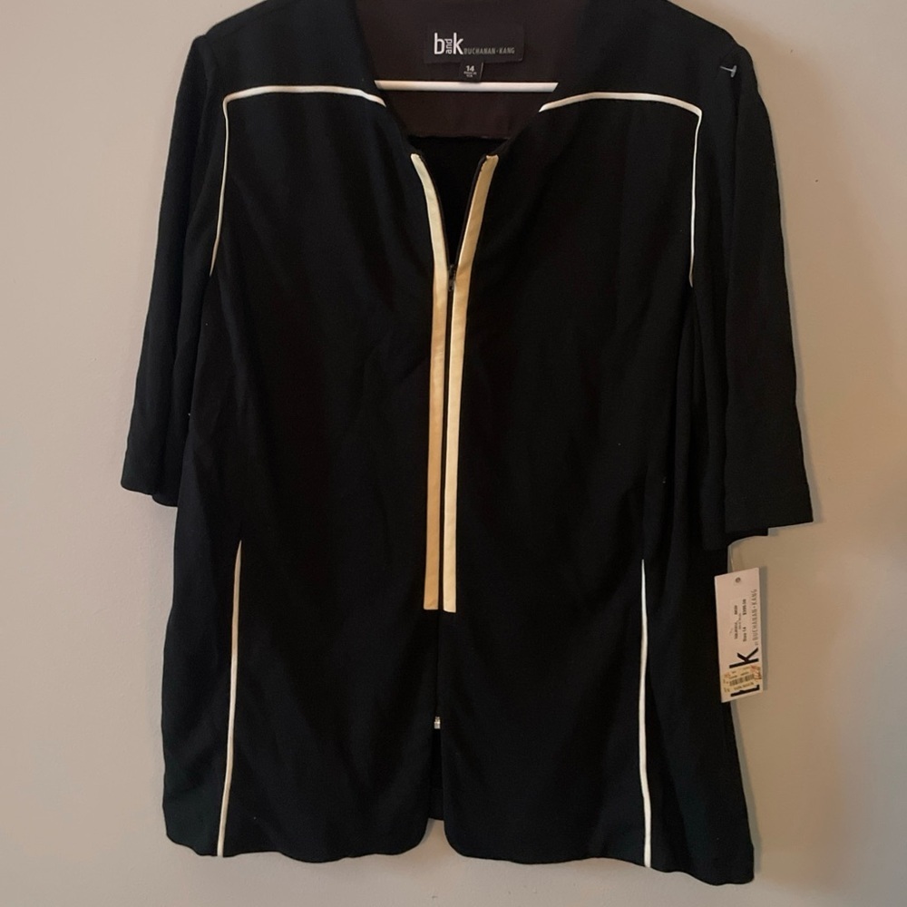 Black and White and Gold Zip Up Blouse